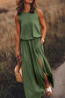 Priyavil Sleeveless Waisted Slit Maxi Tank Dress