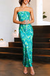 Priyavil Strapless Tube Top Printed Satin Maxi Party Dress