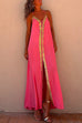 Priyavil V Neck Backless Sequin Detailed Slit Maxi Cami Dress