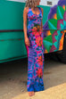 Priyavil Criss Cross Backless Tie Dye Maxi Cami Dress