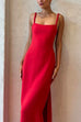 Cut Out Waist Backless Side Split Cami Maxi Party Dress