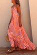 Priyavil Halter Backless Printed Maxi Ruffle Swing Dress