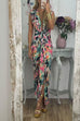 Priyavil Deep V Neck Sleeveless Ruched Slit Printed Maxi Bodycon Dress