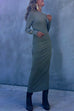 Chic Long Sleeves Ruched Bodycon Maxi Dress