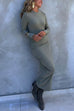 Chic Long Sleeves Ruched Bodycon Maxi Dress