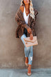 Priyavil Open Front Hoodied Fuzzy Outwear with Pockets