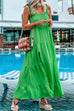 Priyavil Frilled Wide Straps Ruffle Tiered Maxi Slit Holiday Dress