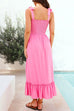 Priyavil Wide Straps Bow Shoulder Smocked Ruffle Maxi Dress