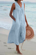 Priyavil V Neck Sleeveless Beach Midi Dress(7 Colors)