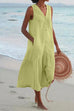 Priyavil V Neck Sleeveless Beach Midi Dress(7 Colors)