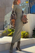 Chic Long Sleeves Ruched Bodycon Maxi Dress