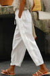 Priyavil Drawstring Elastic Waist Cotton Linen Tapered Pants