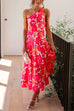 Priyavil One Shoulder Sleeveless Floral Print Maxi Holiday Dress