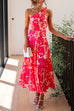 Priyavil One Shoulder Sleeveless Floral Print Maxi Holiday Dress