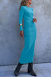 Chic Long Sleeves Ruched Bodycon Maxi Dress