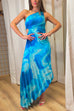 Priyavil Printed One Shoulder Cut Out Pleated Maxi Dress