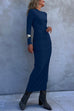 Chic Long Sleeves Ruched Bodycon Maxi Dress