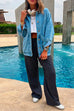 Priyavil Vintage Big Pockets Button Up Denim Jacket