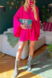 Chic Mockneck Backless Flare Sleeves Flowy Mini Dress