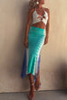 Priyavil High Waist Side Split Irregular Tie Dye Skirt