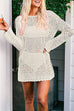 Priyavil Long Sleeves Hollow Out Crochet Beach Cover Up Dress