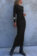 Chic Long Sleeves Ruched Bodycon Maxi Dress
