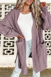 Priyavil Open Front Side Split Hollow Out Cable Knit Cardigan