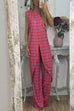 Priyavil Printed High Slit Long Tank Top and Bell Bottoms Pants Set