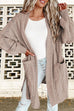 Priyavil Open Front Side Split Hollow Out Cable Knit Cardigan