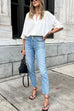 Priyavil V Neck Puff Long Sleeves Button Up Blouse Shirt