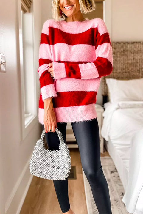 Priyavil Round Neck Striped Cute Pullover Sweater