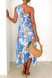 Priyavil One Shoulder Twist Front Printed Irregular Dress