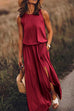 Priyavil Sleeveless Waisted Slit Maxi Tank Dress