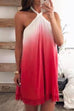 Priyavil Halter Sleeveless Lace Splice Gradient Swing Dress