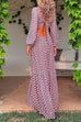 Priyavil Deep V Neck Tie Back Cut Out Polka Dot Maxi Ruffle Dress