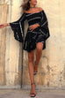 Priyavil Off Shoulder Bell Sleeve Tie Dye Mini Dress