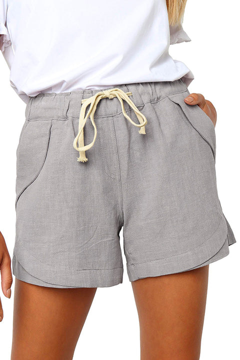 Priyavil Drawstring High Waist Solid Casual Shorts