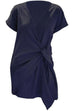 Priyavil Casual Cross V Neck Short Sleeve Wrapped Dress