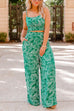 Priyavil Cami Crop Top Elastic Waist Wide Leg Pants Printed Set