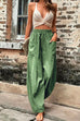 Priyavil Elastic Waist Pockets Tapered Wide Leg Pants