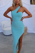 One Shoulder Cut Out Asymmetrical Maxi Party Dress