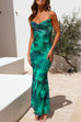 Priyavil Cowl Neck Backless Printed Cami Maxi bodycon Dress