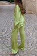 Priyavil Long Sleeves Silk Blouse Shirt+Pants Set
