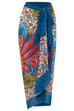 Priyavil V Neck Bow Shoulder One-piece Swimwear and Wrap Cover Up Skirt Printed Set