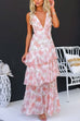 100% Your Look V Neck Sleeveless Tiered Floral Maxi Dress