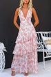 100% Your Look V Neck Sleeveless Tiered Floral Maxi Dress
