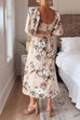 Vacation Mode Half Sleeves Back Cut-out Birdie Floral Midi Dress
