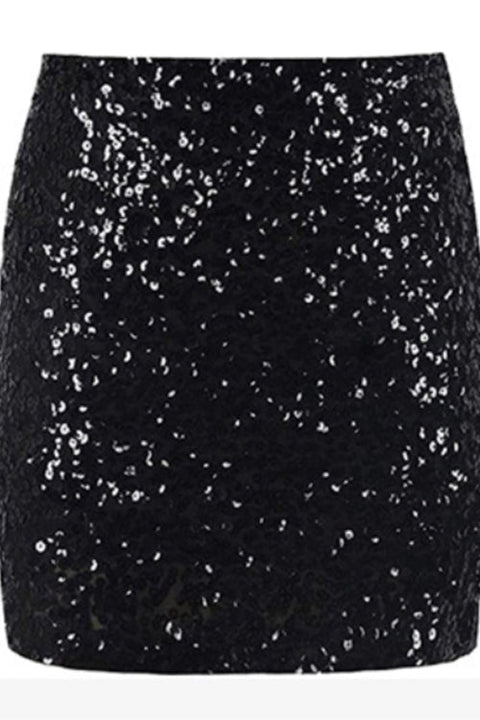 Priyavil Elastic Waist Sparkly Sequin Mini Skirt