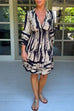 Priyavil V Neck Ruffle Sleeves Smocked Waist Printed A-line Dress