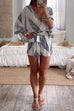 Priyavil V Neck Leaf Print Wrapped Batwing Romper